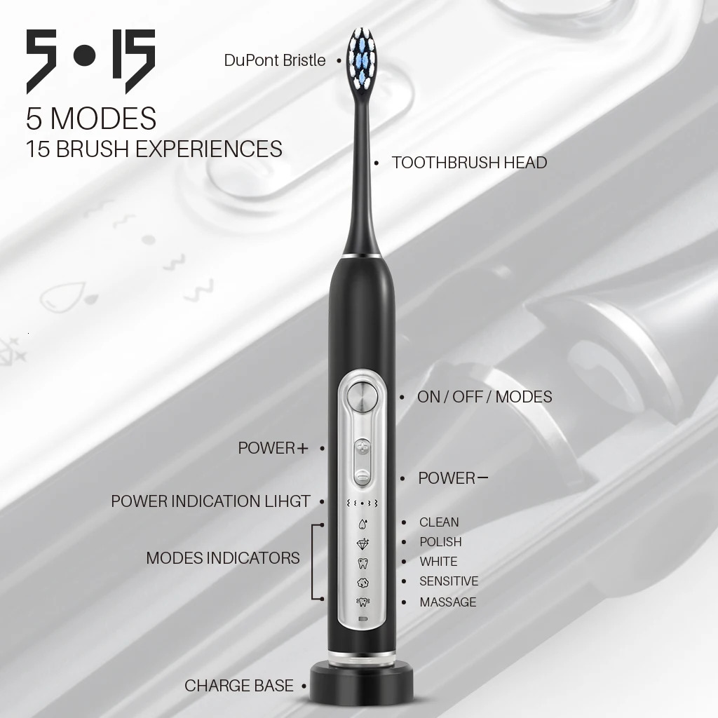 SUBORT S7 Super Sonic Electric Toothbrushes for Adult Kid Smart Timer Whitening Toothbrush IPX7 Waterproof Replaceable Heads Set 250519