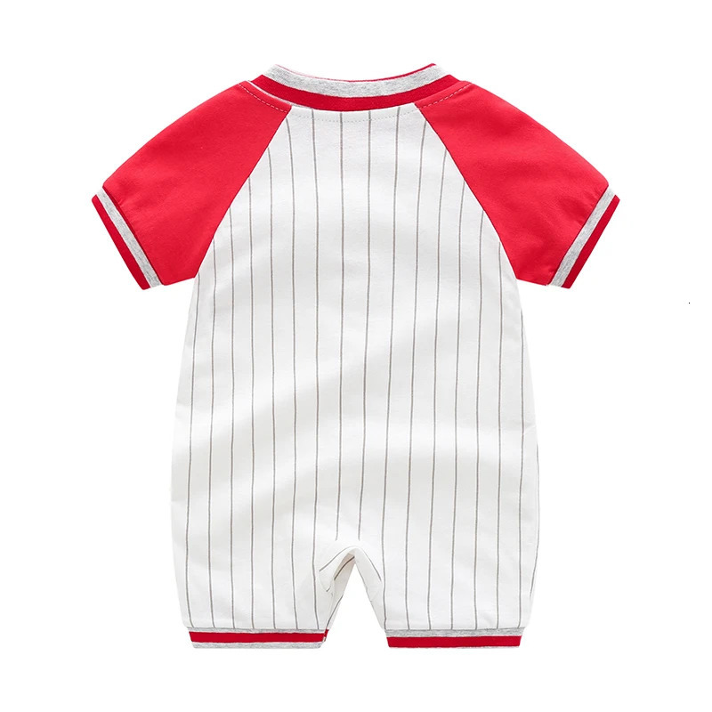 Summer baby boy jumpsuit born baby jumpsuit pure cotton baseball uniform short-sleeved breathable crawling suit 250528