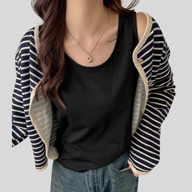 Spring and summer versatile loose lazy wind base can be worn outside small suspender vest women's inner cover meat sleeveless top