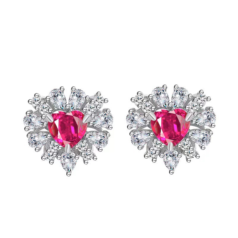 Glamorous Woman's Fine Gemstone Adornment: Radiant 925 SS Heart Pendant Pendants