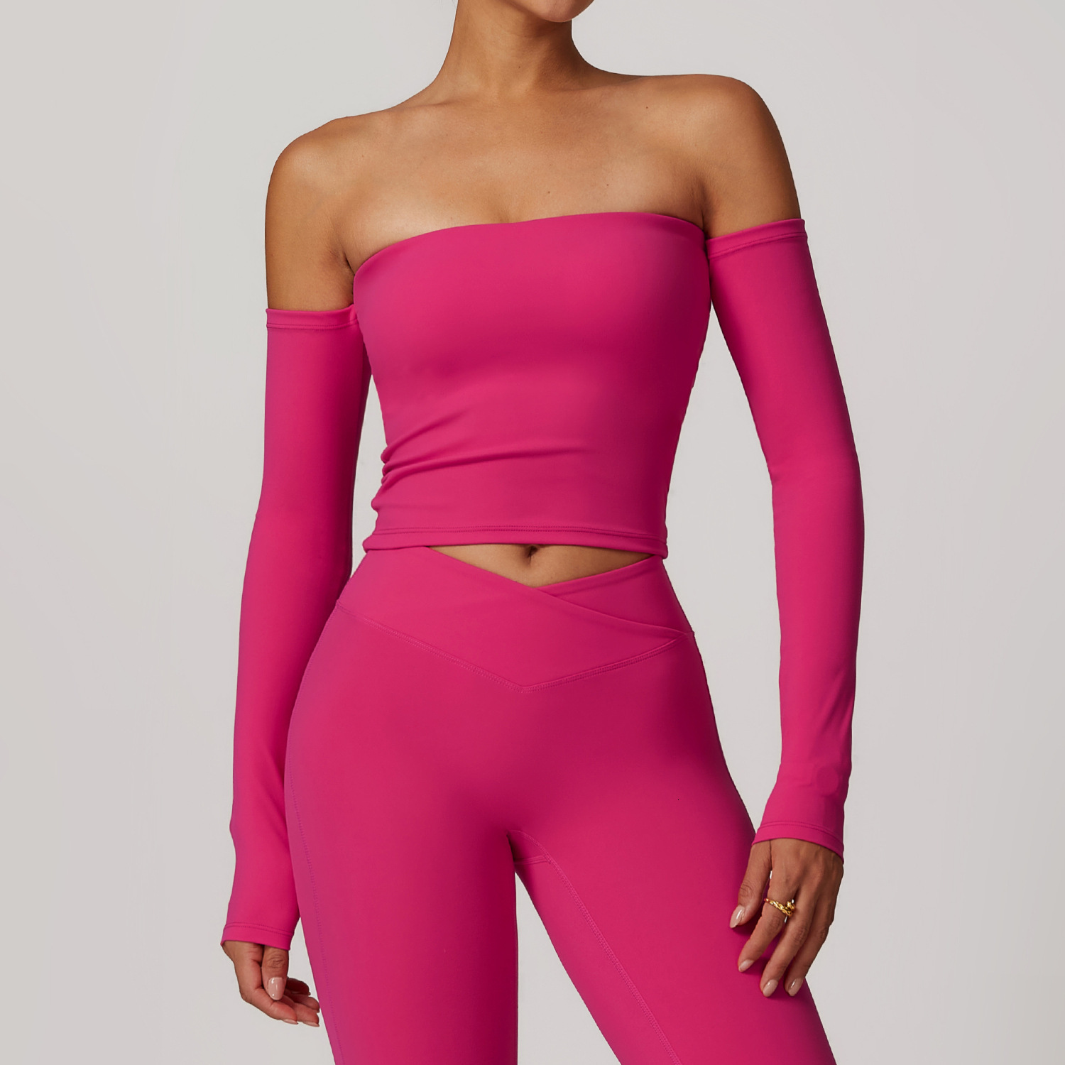 Yogawomen Sets Exchanges Long Sleeve Yoga Top For Women Brushed Tight Fitness Outerwear Sports Shirt Running 2 Piece Set Women Designer