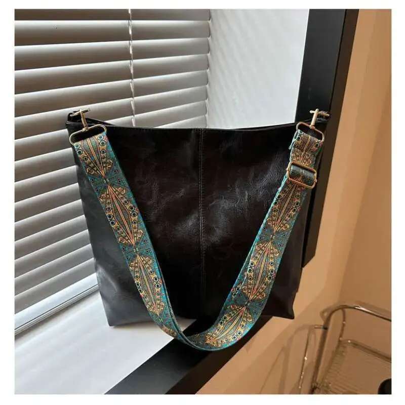 large capacity pu leather crossbody bag for women durable handheld bucket style