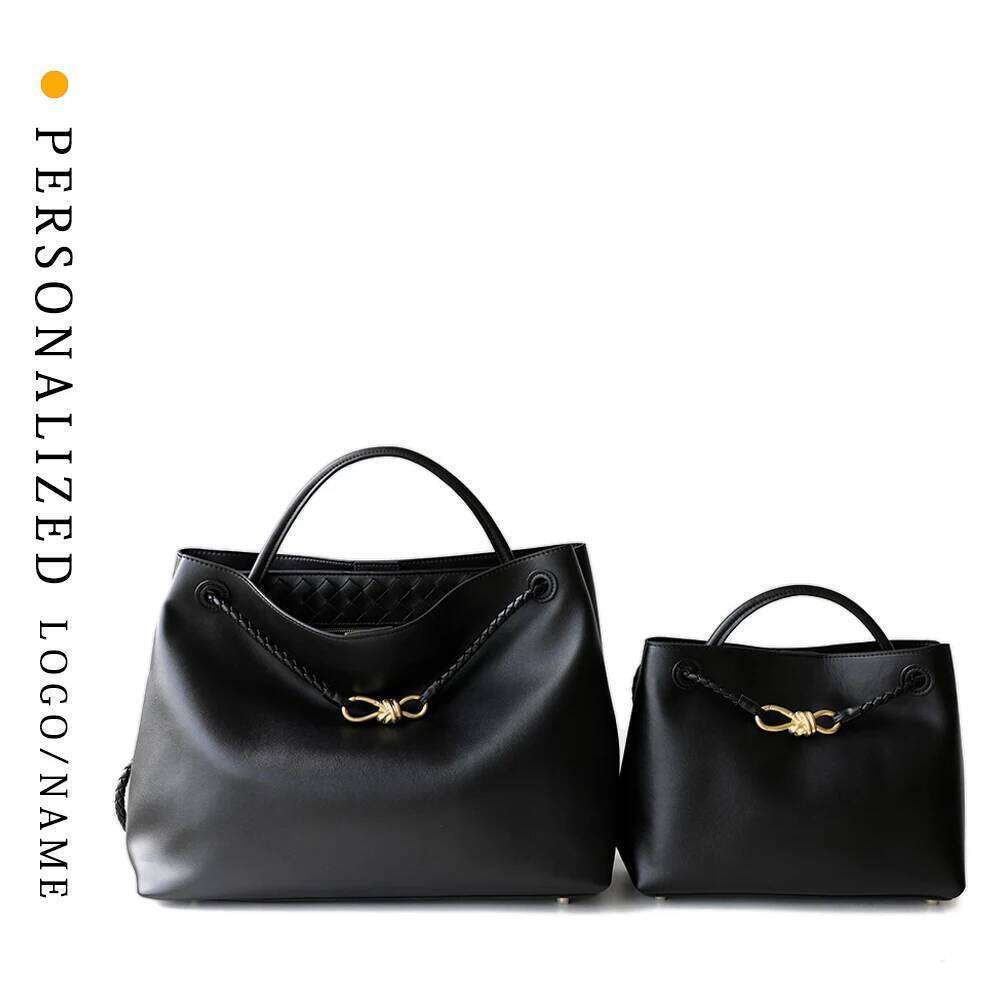Free Shopping Genuine Leather Women's Custom First Letter New Fashion Metal Rope Buckle Handbag High-Quality Cowhide Shoulder Bag Braided