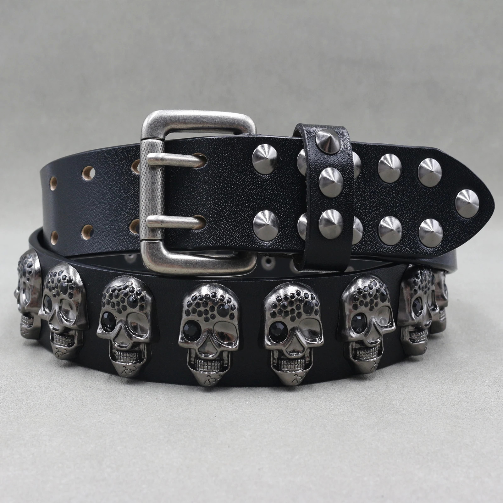 Heavy Metal Punk Belt Genuine Leather Hip Hop Belts For Men Cross Rivet Jeans belt male Strap Ceinture Homme belt 250520
