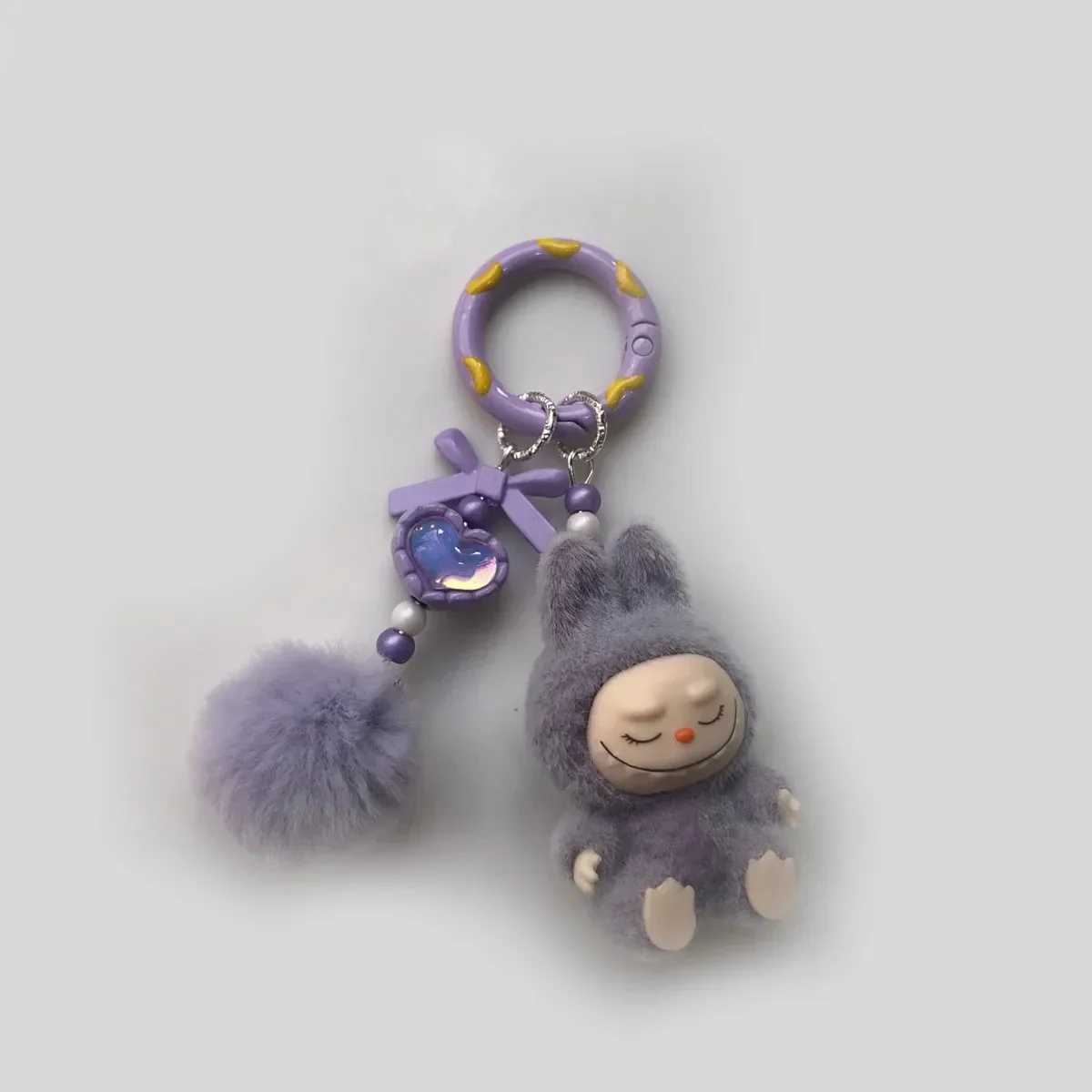 Kawaii Labubu Keychain Cartoon Creative Three-Dimensional Doll Students Schoolbag Pendant Car Keyring Wen and Men Trend Gifts X250528
