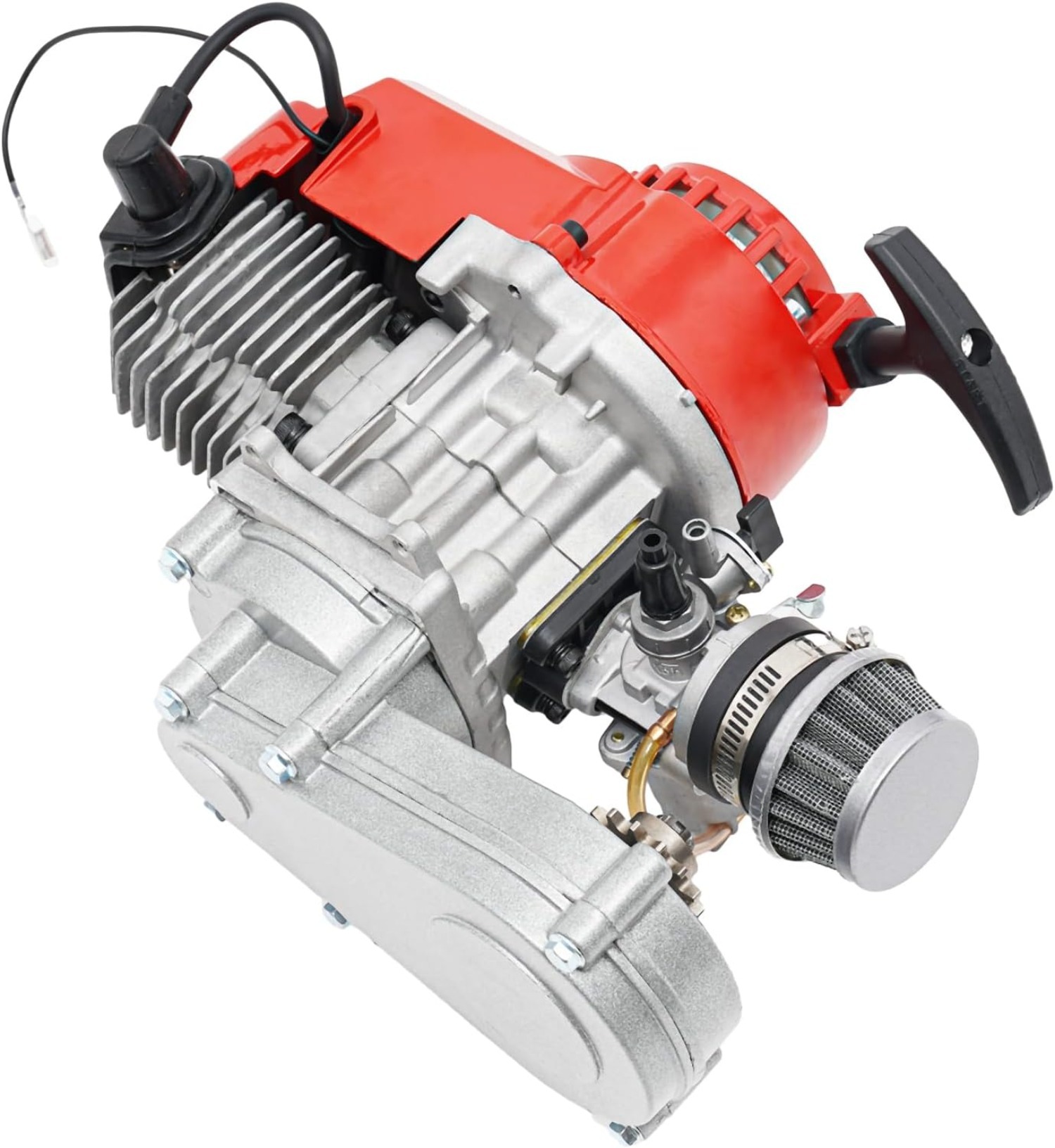 49cc 50cc 2 Stroke Racing Engine Motor, Gasoline Engine Single Cylinder Pull Rope Start Motor for Dirt Bike Pocket Bike ATV Scooters, Pocket Bike Engi