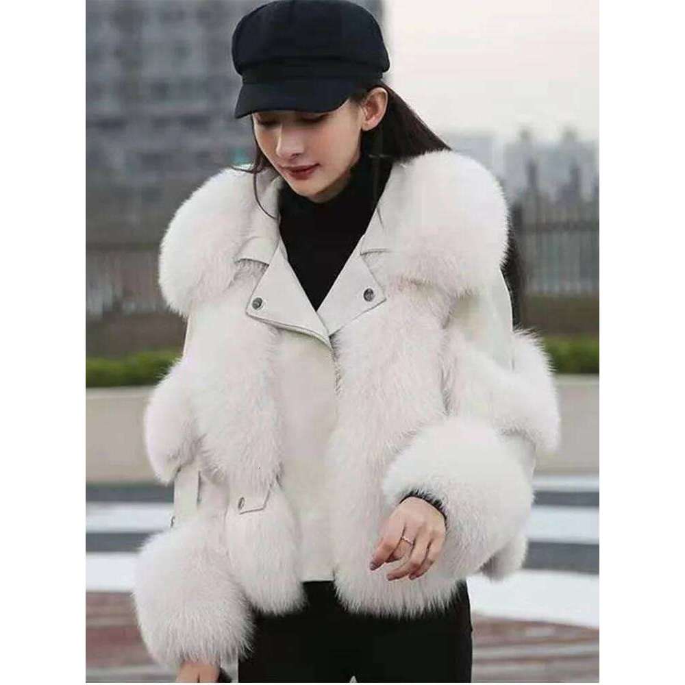 ZADORIN New Winter Coats Furry Fox Coat Women Turn Down Collar PU Leather Splicing Warm Lining Faux Fur Jacket