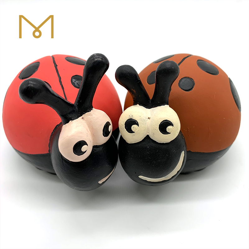 Latex Screaming Ladybird Puppy Toy Soft Natural Rubber Squeaky Chewy Dog Toys for Interactive Play 4pcs in One Pack