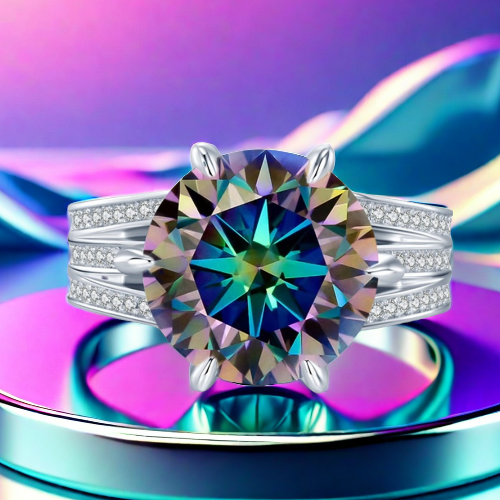 10CT Moissanite VVDS1 Eight Hearts and Arrows S925 Sterling Silver Elegant, Luxurious, Fashionable Designer ring Beautiful Statue of Liberty Ring for 