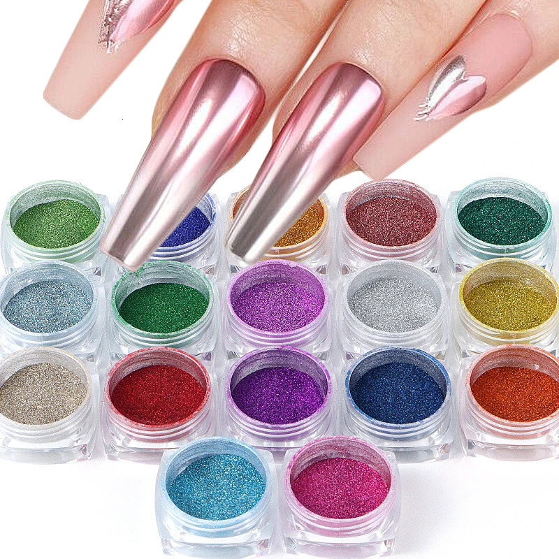 17 Colors Metallic Chrome Nail Powder Set Y2K Christmas Styles Magic Mirror Decor Rubbing Glitter Pigment Flakes Mirror Powder 250523
