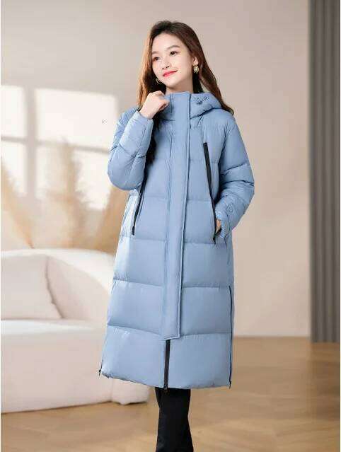 Women's Long Down Coat, White Duck Feather, Winter New Fashion Trendy Hooded Thickened Warm Bread Coat.