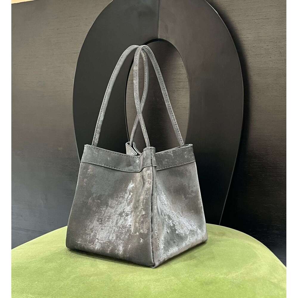 for Women Chinese Style Gradient Velvet Satin Genuine Leather Small Square Single Shoulder Crossbody Wing Basket Women's Bag