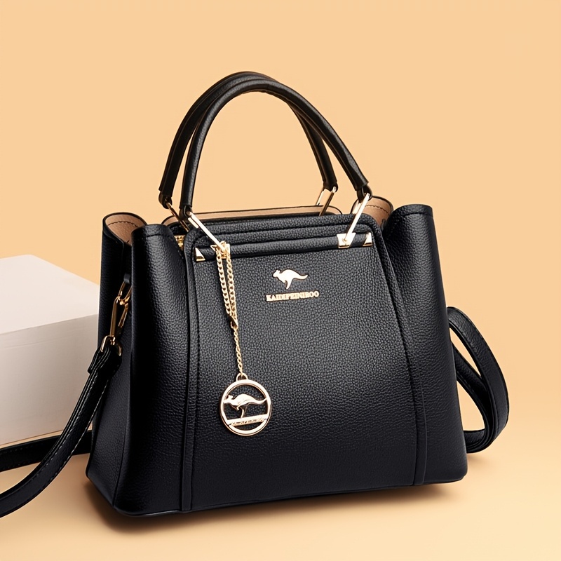 Women's Fashion Black with Gold Hardware Detachable Shoulder Strap - High-Quality, Lightweight, and Elegant Design Suitable for Daily Use, Design