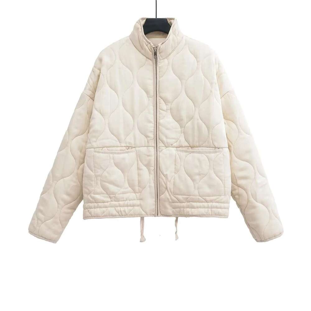 European American autumn winter new style stand collar quilted cotton jacket for women fashionable and versatile l