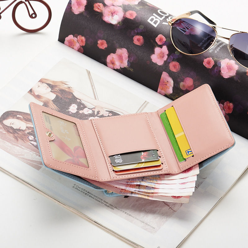 Free shipping designer wallet New Women's Short Coin Purse Korean Style Female Student Mini Cute Foldable Small Wallet Multi-Card Slot Card Holde
