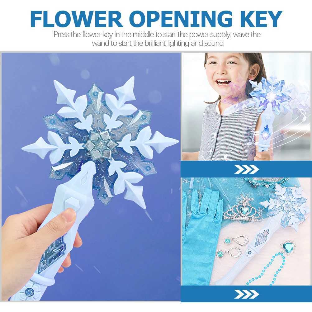 Light Up Glow Snowflake Wand for Kids Girls Cosplay Light Up Snowflake Wand Glow Snow Stick Glow Stick Princess Queen Role Play Wand W250528