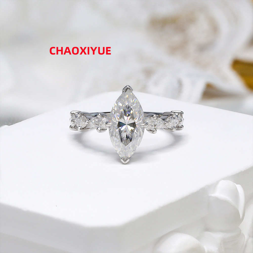 Paston Customized 7*14mm 3ct Marquise Cut Moissanite Rings Jewelry Women Wedding Ring That Pass the Diamond Test