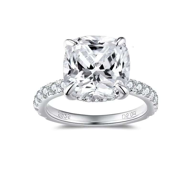 925 Sterling Silver Moissanite Rings for Women Jewelry Cushion 10*10 Ring Classic Trendy Wholesale Engagement Fashion Rings