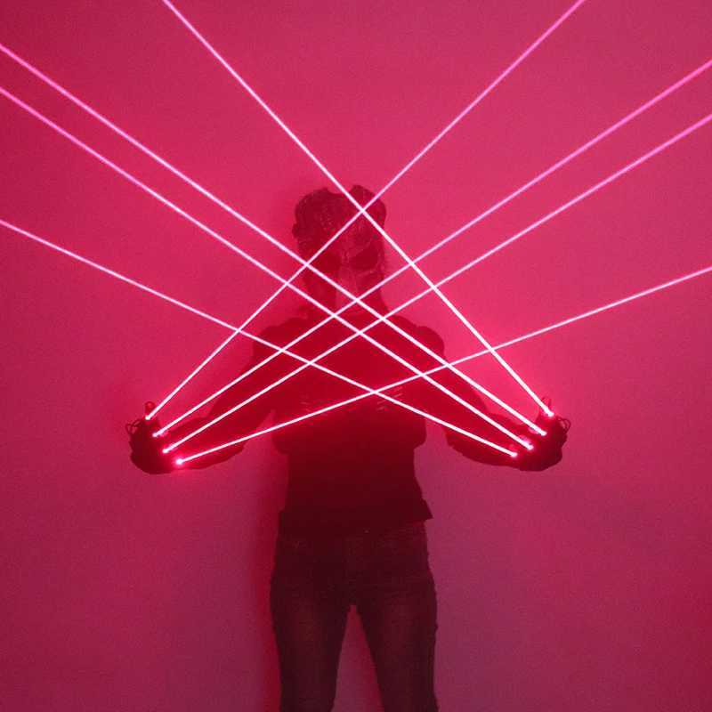 650nm 4Pcs Red Laser Gloves Single Point Big Beam Laser Cannon Palm Light Dress Up LED Robot Suit For DJ Bar Club Party Show W250528