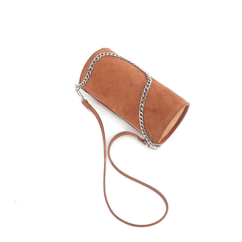 for Women New Genuine Leather Matte Round Barrel Shoulder Fashion Simple Underarm Bag High-end Niche Handbag