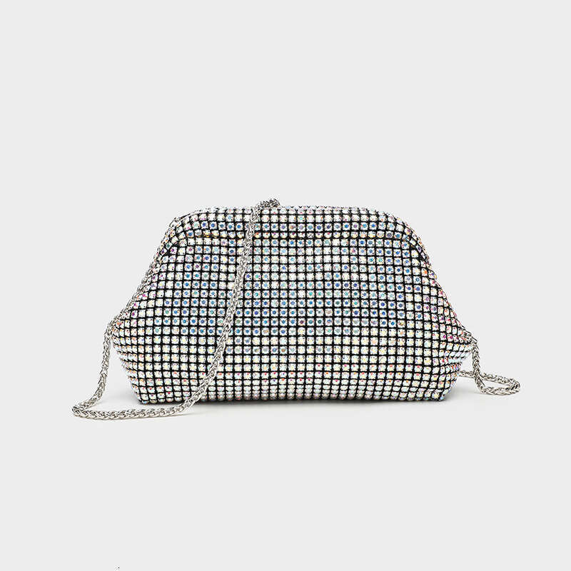 New Full Rhinestone Women's Inlaid Diamond Evening Shiny Handbag Clip Chain Shoulder Crossbody Bag