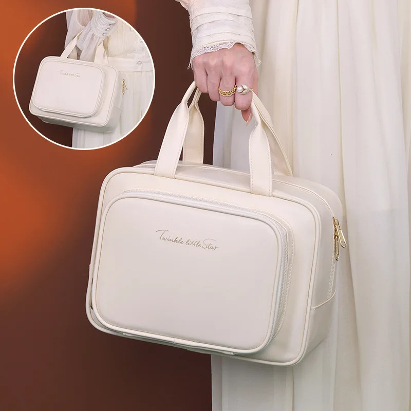 PU Leather Cosmetic Bag For Women Multifunctional Portable Storage Makeup Bag Large Capacity Travel Toiletry Storage Bag 250527