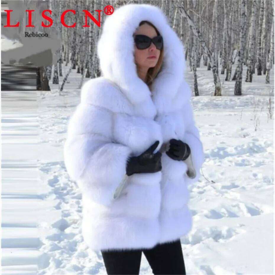 2 Bulk Wholesale Items Lots Faux Fur Jacket Zipper Warm Coat Winter 2024 Long Sleeve Hooded Causal Fashion Women Clothes K5317_4