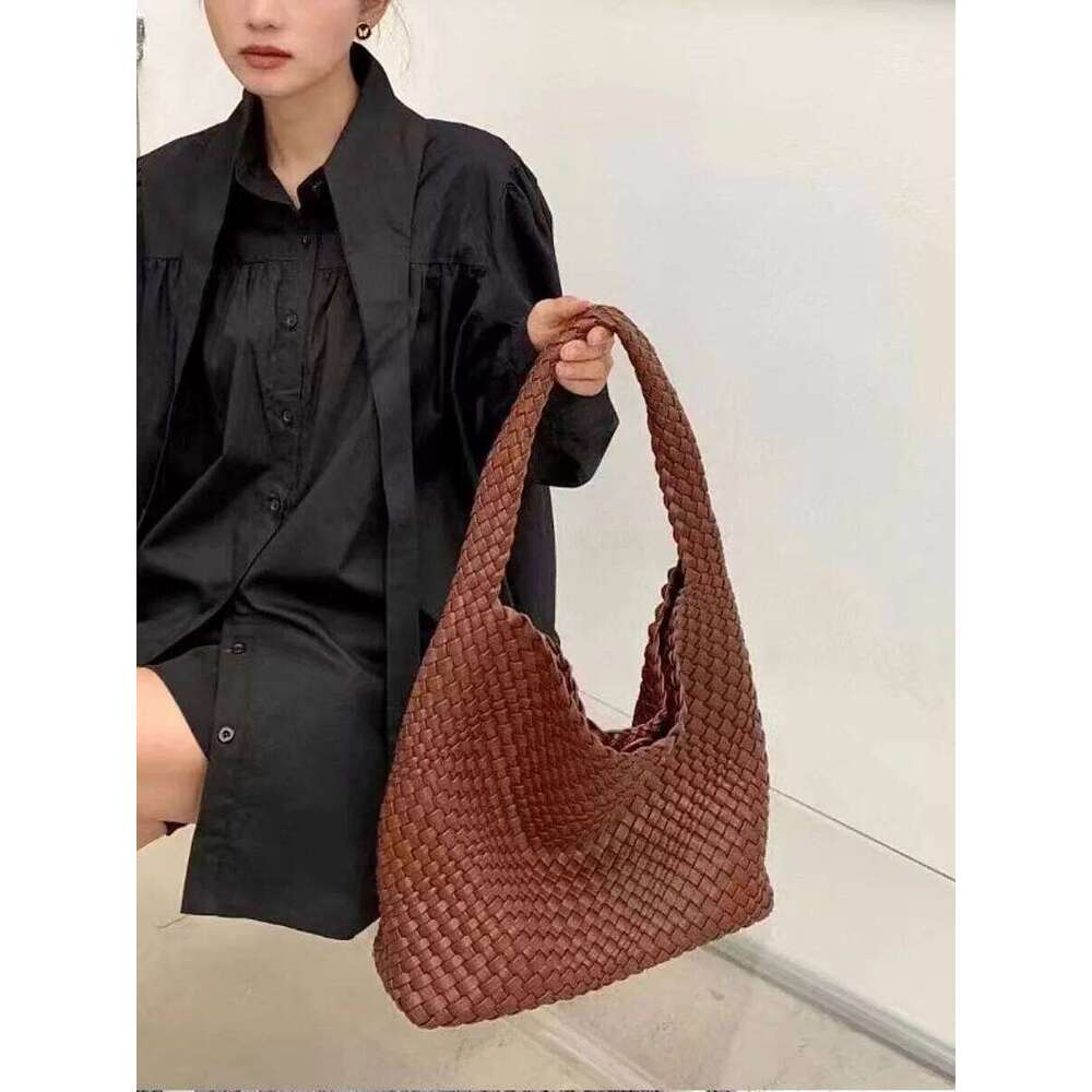 Designer Hand knitting PU Large women's Woven tote Mistress gift original mark bags CasuaL side bag for women