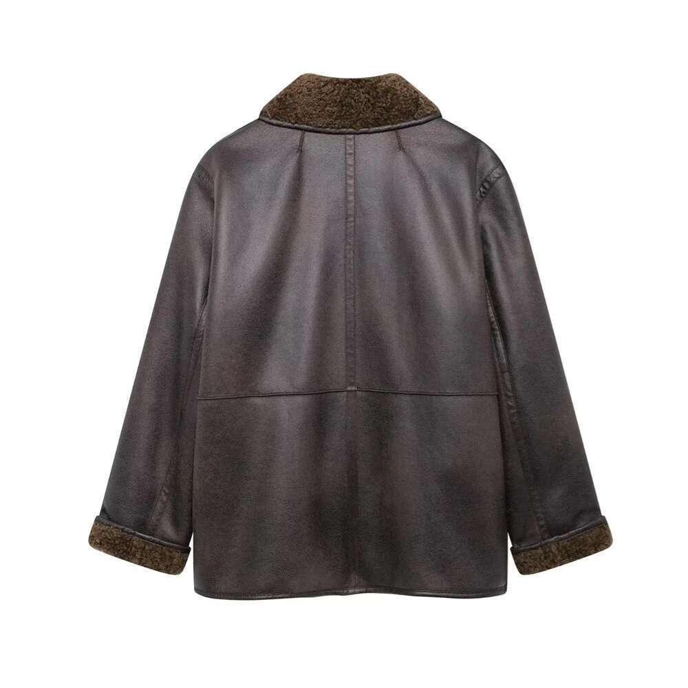New autumn winter fashion casual women's clothing loose and versatile lapel, double-sided jacket