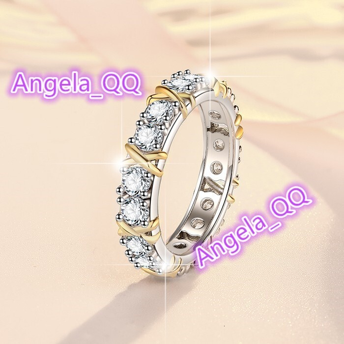 Fine Jewelry 18K White Gold Full Diamond VVs1 Moissanite Rings of Ladies Women Wedding Rings S925 Silver Sterling