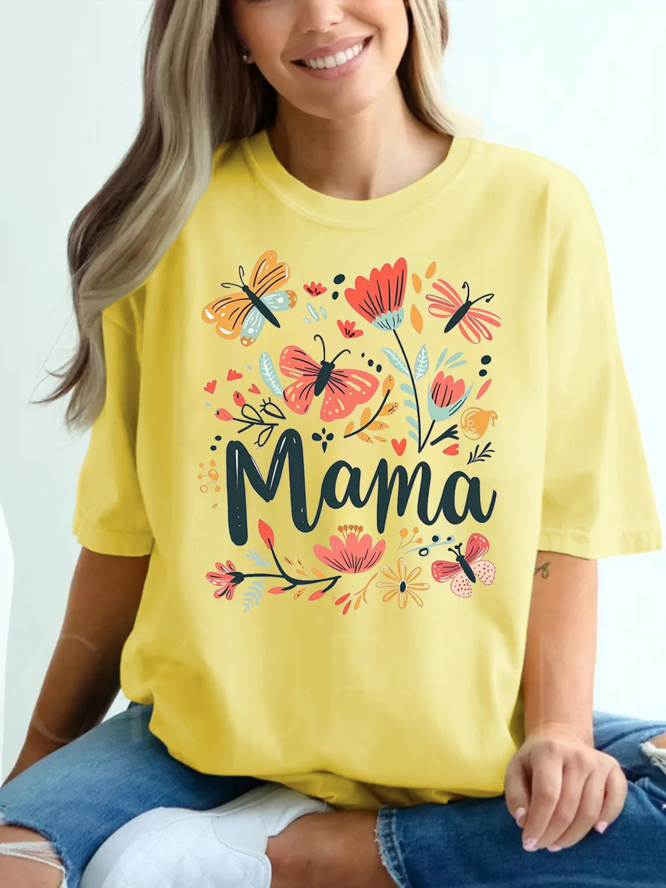 Summer Womens Plus Size TShirt Original n Fashion Flower Letter Pattern Print Casual Round Neck Short Sleeved Top 250519