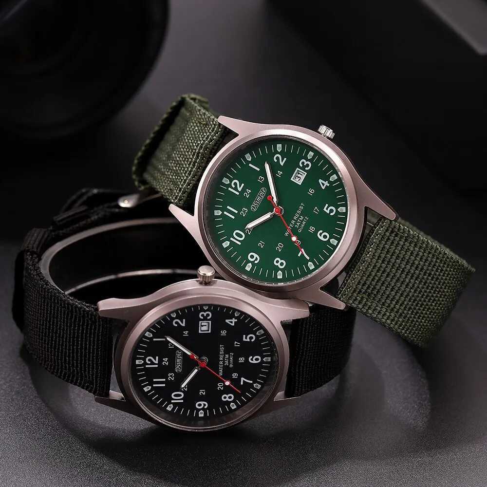Fashion Mens Watches Luminous Hands Clock Luxury Military Sports Calendar Quartz Wristwatch Men Casual Nylon Watch Reloj Hombre XJ250527