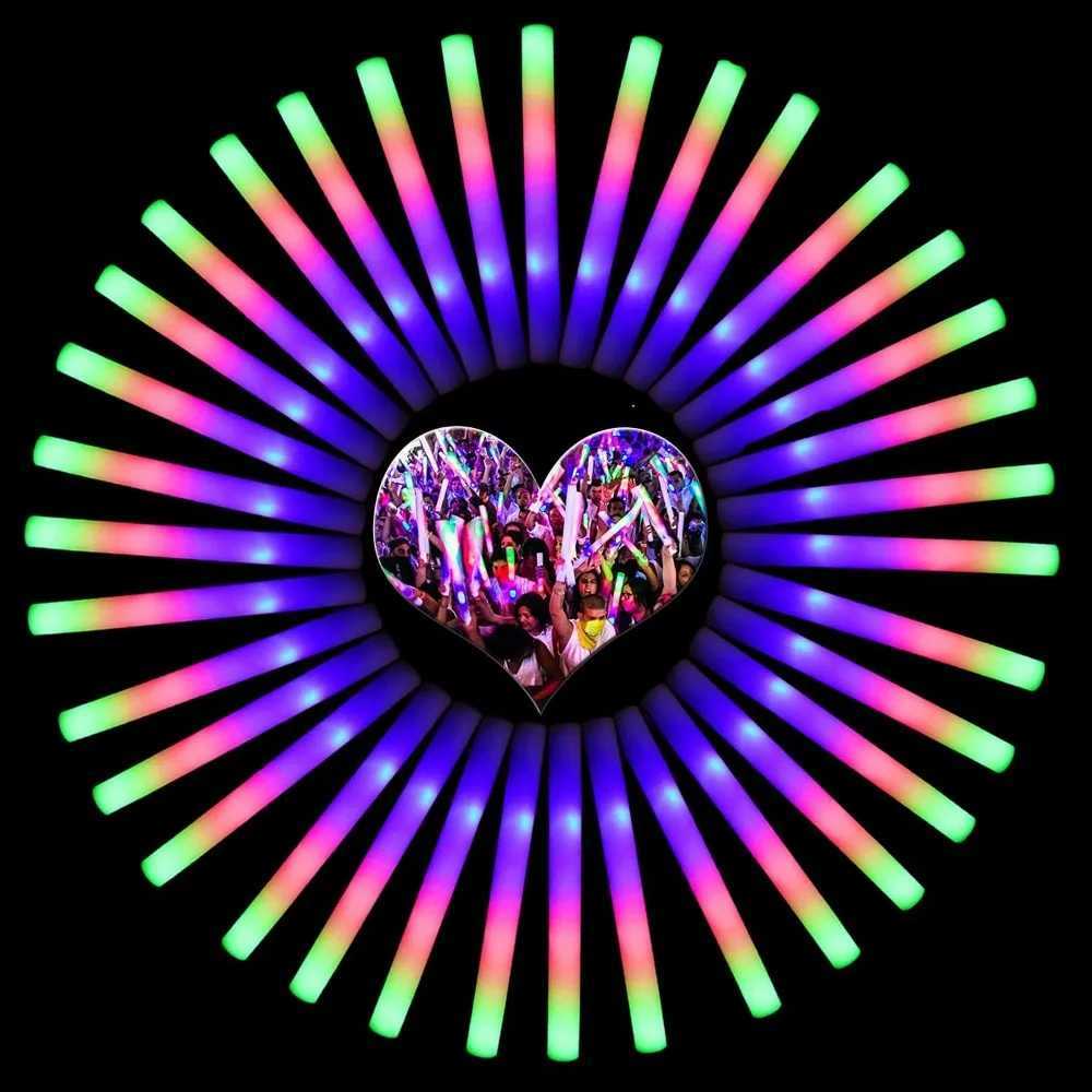 156PCS foam glow sticks LED Glow Foam sticks with 3 flicker modes change wedding Halloween Christmas concert supplies W250528