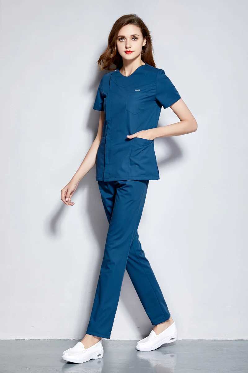 Summer Front Side Zipper Opening Nurse Uniform Women Short Slve Hair Beauty Skin Caring Working Overall Dental Medical Clothes X250528