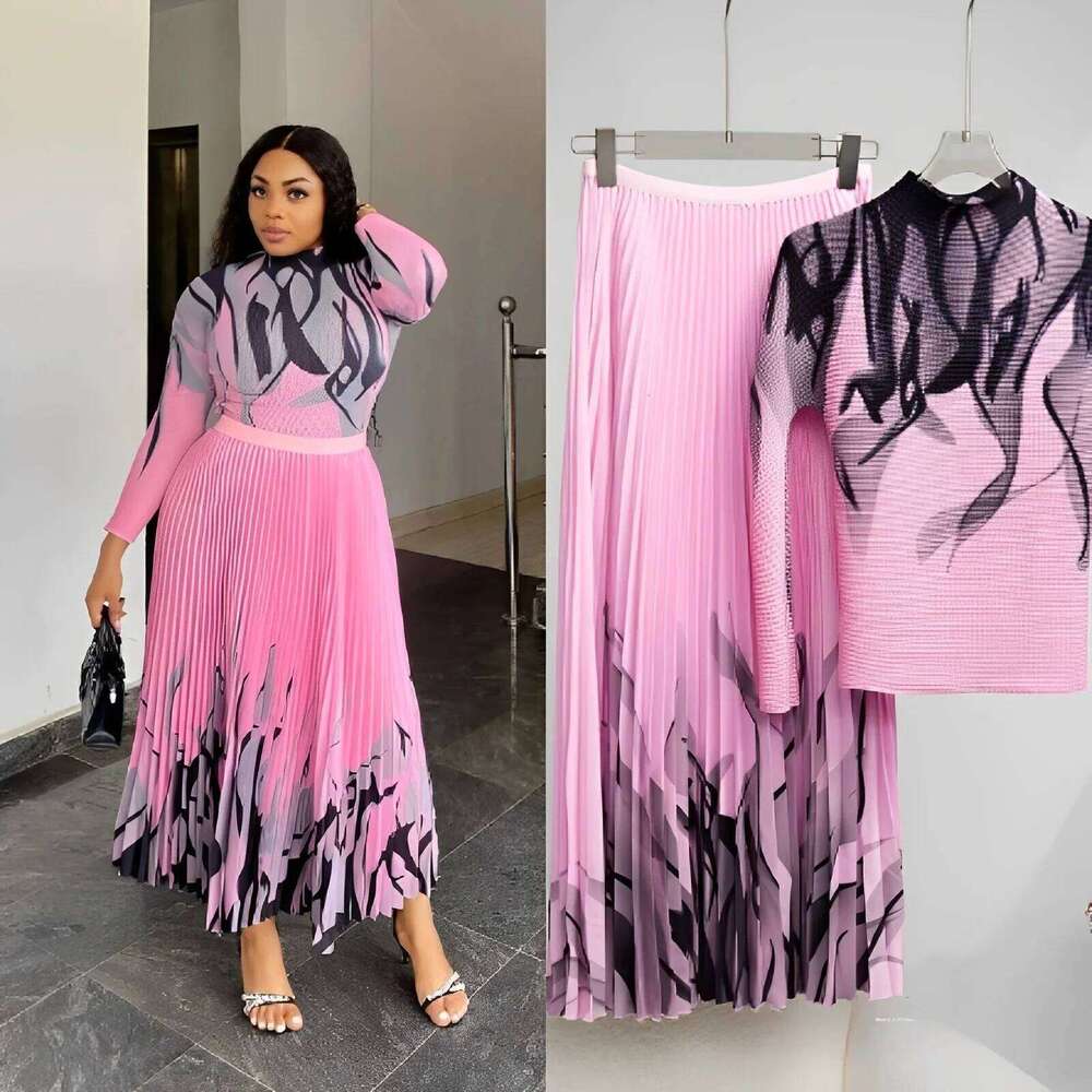 Miyaki Dress Elegant Plaid Printing Fashionable Sensible 2-Piece Set Pleated Skirt Suit For Women In Various Sizes Colors