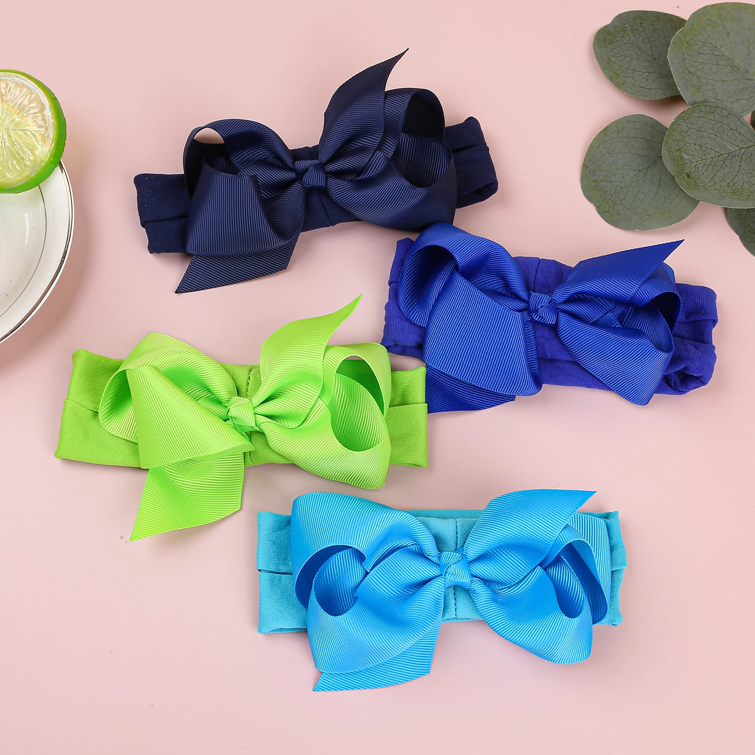 4pcs Baby Headbands 4.5inch Hair Bows with Elastic Soft born Headbands for Baby Girls Turban Infant Kids Hair Accessories 250528