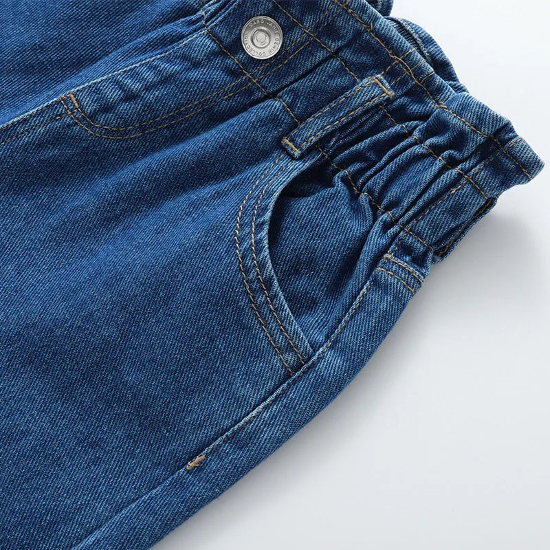 MILANCEL Spring Kids Jeans Girls Cute Solid Color Denim Blue Pants Children Loose Trousers 250528