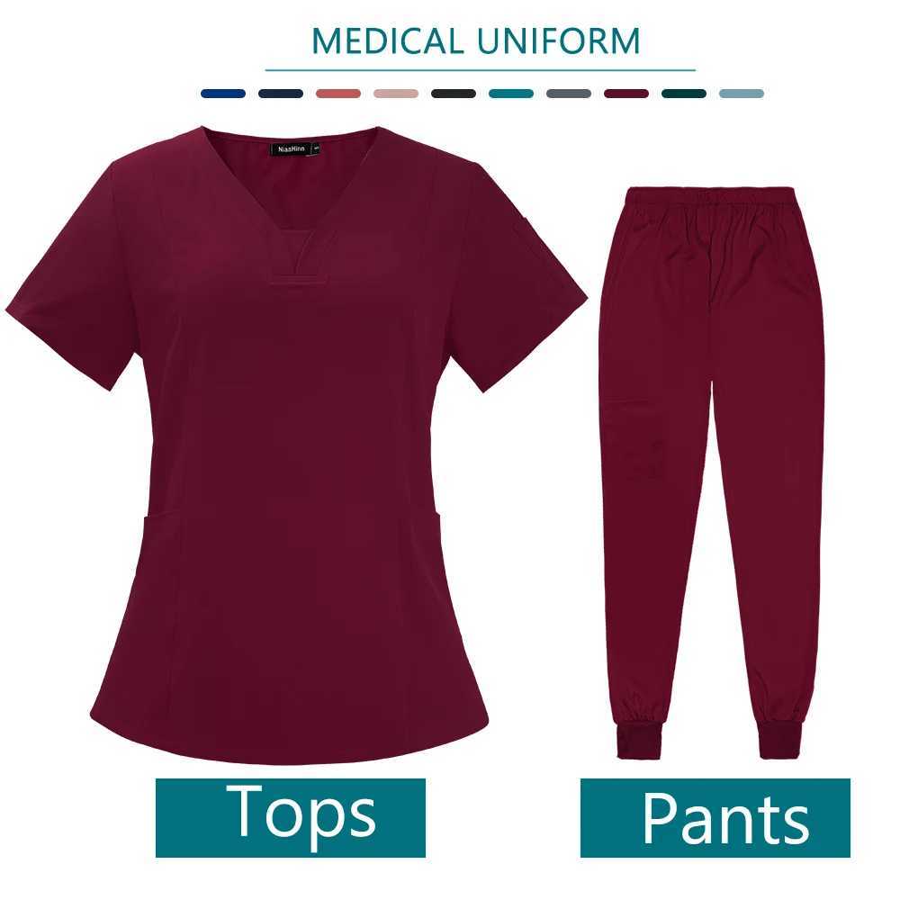 Solid Color Short Scrub Suit Nurse Uniforms Breathable Doctor Uniform for Women Medical Clothing Beauty Sn Work Set X250528