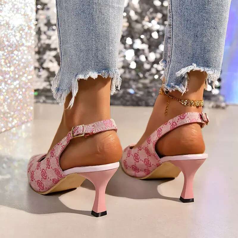 Brand Designer High Heels Sandals Women 2024 Summer Pointed Toe Ankle Straps Pumps Woman Plus Size 42 Thin Heeled Party Shoes
