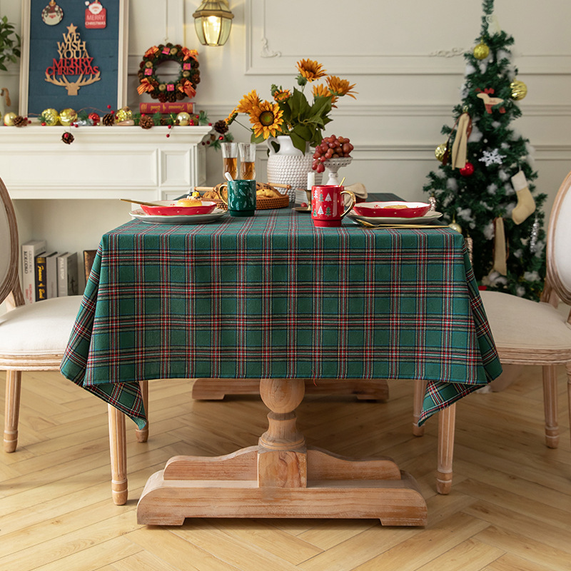 B365 tablecloth American plaid tablecloth rectangular photo atmosphere retro cotton and linen coffee table cloth tablecloth