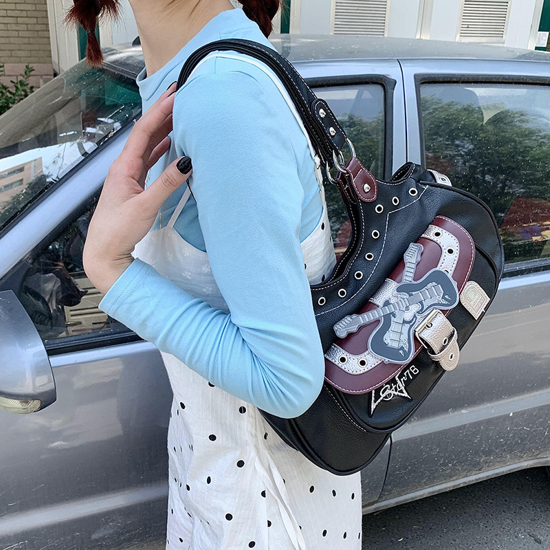 Luxury Brand Designer Bag European And American Retro Style Biker Shoulder Bag For Women New Trendy Niche Subculture Cross-Border Fashion Underarm Bag
