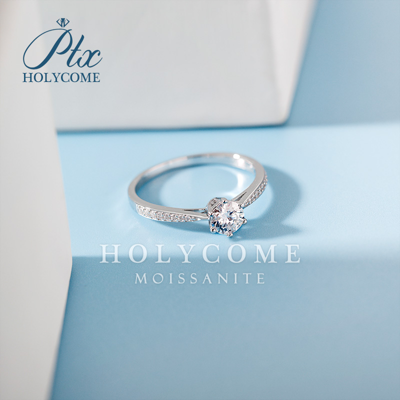 18k 14k Gold Plated Solitaire Diamond Ring 925 Sterling Silver Wedding Engagement 0.5ct D VVS Lab Grown Moissanite Diamond Jewelry Rings for Women