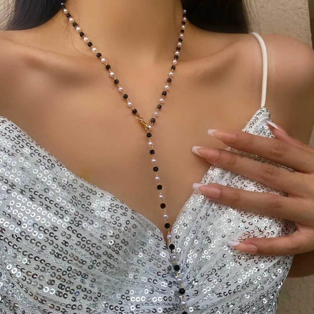 Zircon Necklace For Women Long YShaped Metal Collarbone Chain Summer Holiday Party Body Jewelry Gifts 250519