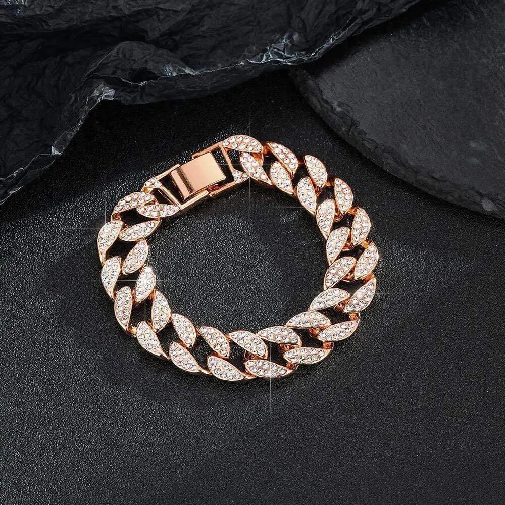 Accessories for men, hip-hop Cuban necklace, full dia trendy sweater 12MM large gold chain, no fading