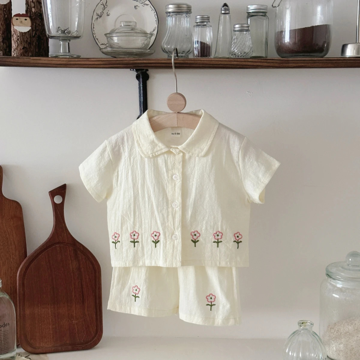 Cute Summer Baby Tracksuit Set Embroidered Flower Cotton Shirt Shorts Child Casual Sports Clothes Fashionable Outfit 250528