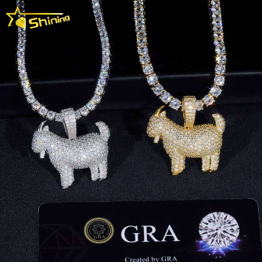RTS Pass Tester Hip Hop Jewelry Sier Gold Plated Dia Goat Iced Out Custom Moissanite Pendant