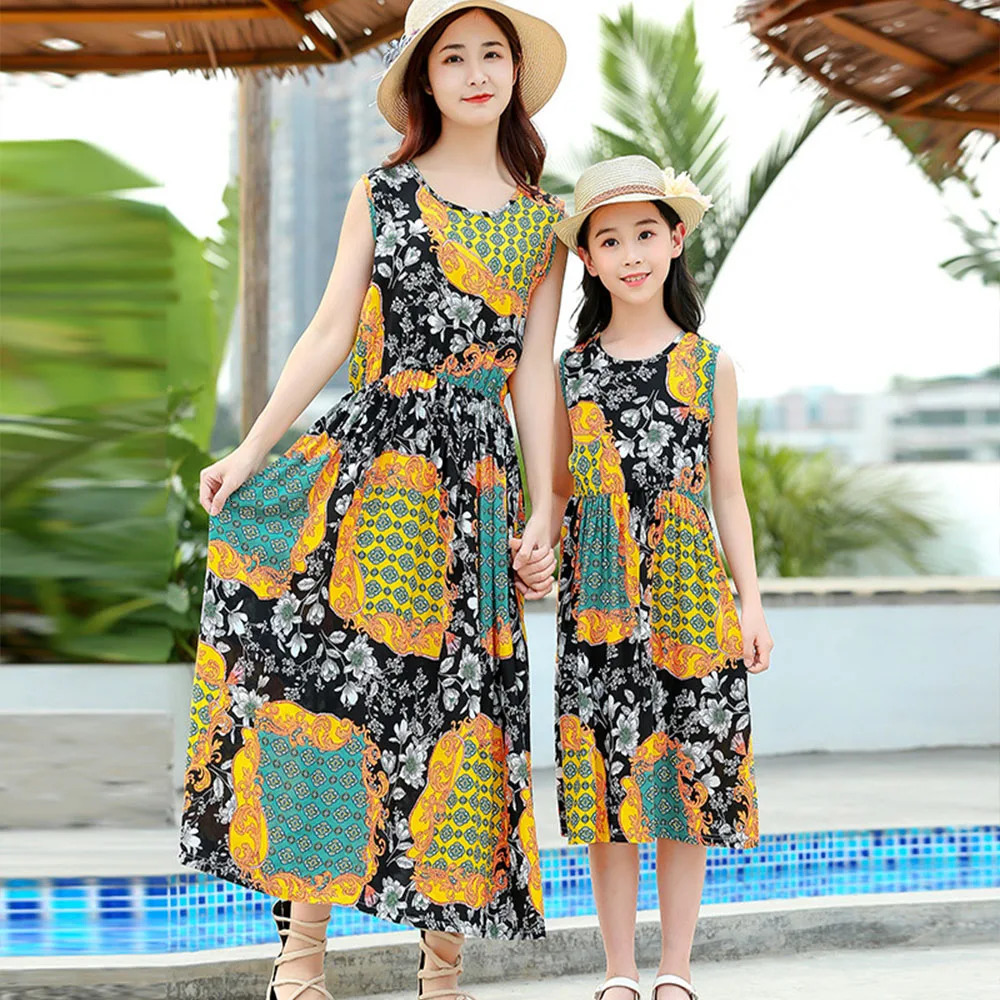 Spring Family Matching Outfits Mother Daughter Dress Women Girl Casual Autumn Costume Mom Baby Kids Rompers Parent-child Clothes 250528