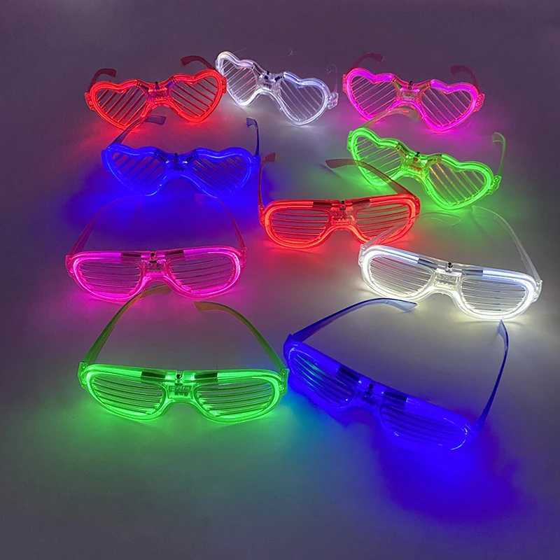 Wireless LED Heart Shaped Sunglasses Wedding NightClub Disco Accessories EL Shutter Glasses Luminous Glasses Toys Pinata Rewards W250528