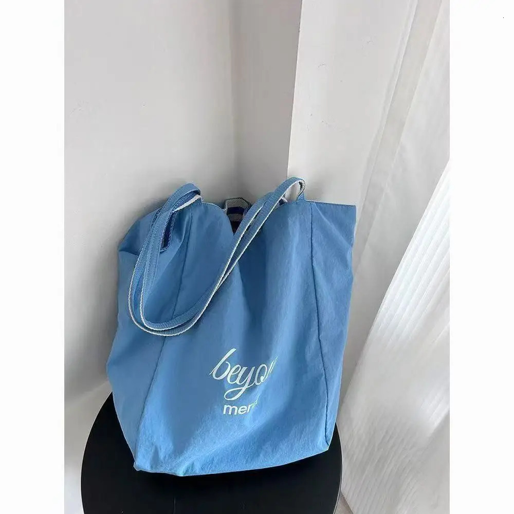 striped canvas bag Korean style AB double-sided large capacity shoulder bag tote bag lazy casual commuting 250526