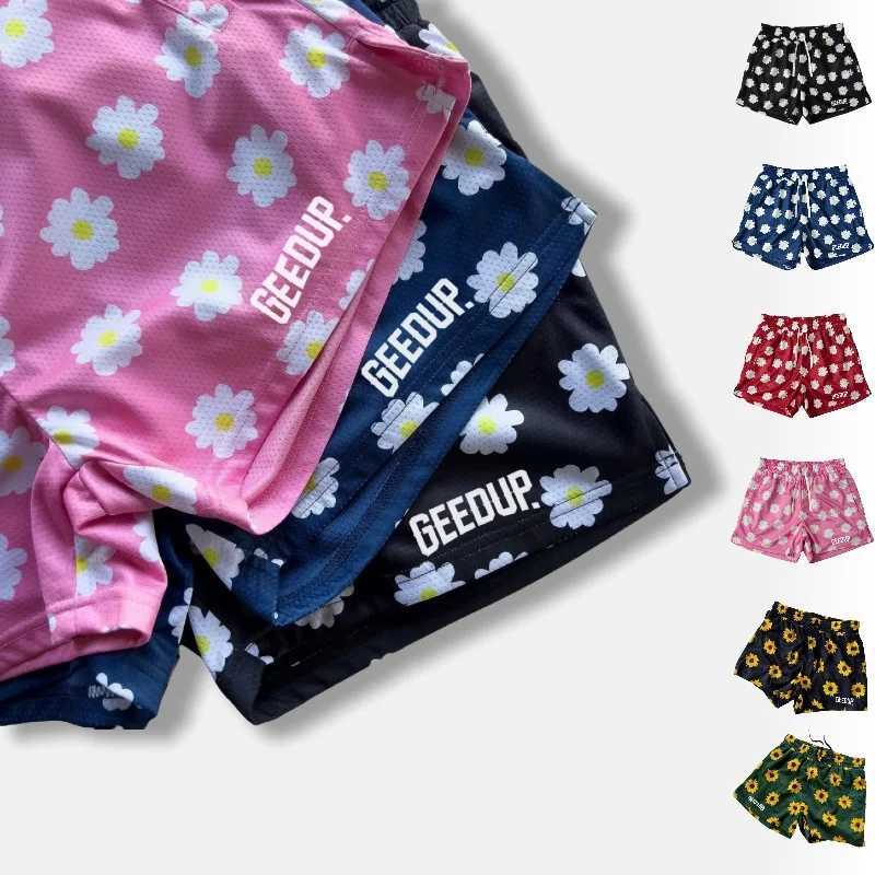 2025 Summer Mens Beach Pants Mesh Fabric Casual Fashion Brand Chrysanthemum Print Shorts X250528